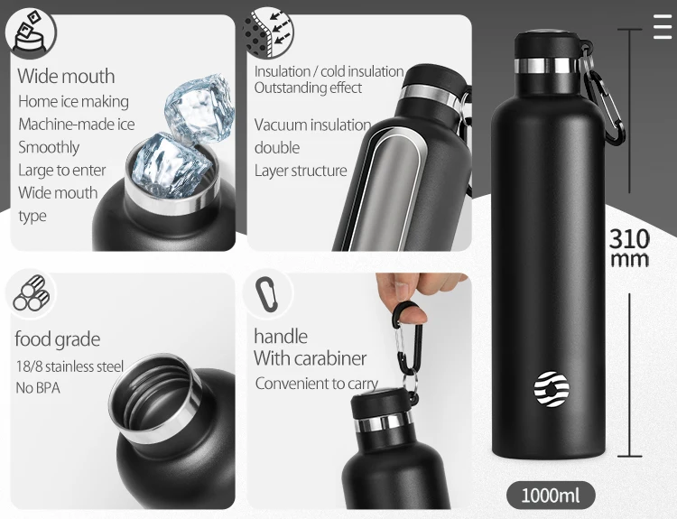 FEIJIAN Stainless Steel Thermos Bottle 1000ml Sports Flask Vacuum Insulated Water Bottle Leak Proof BPA Free FEIJIAN Stainless Steel Thermos Bottle 1000ml Sports Flask Vacuum Insulated Water Bottle Leak Proof BPA Free