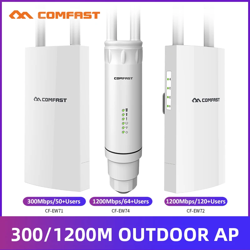 Comfast 300m/1200m Outdoor Access Point Wireless WIFI Extender 2.4g/5ghz Ac1200