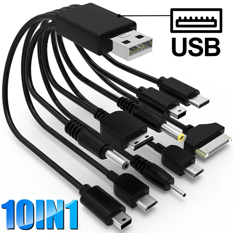 10in1 USB To Multi-ports USB Cable Universal Phone Charging Cable Multi-head