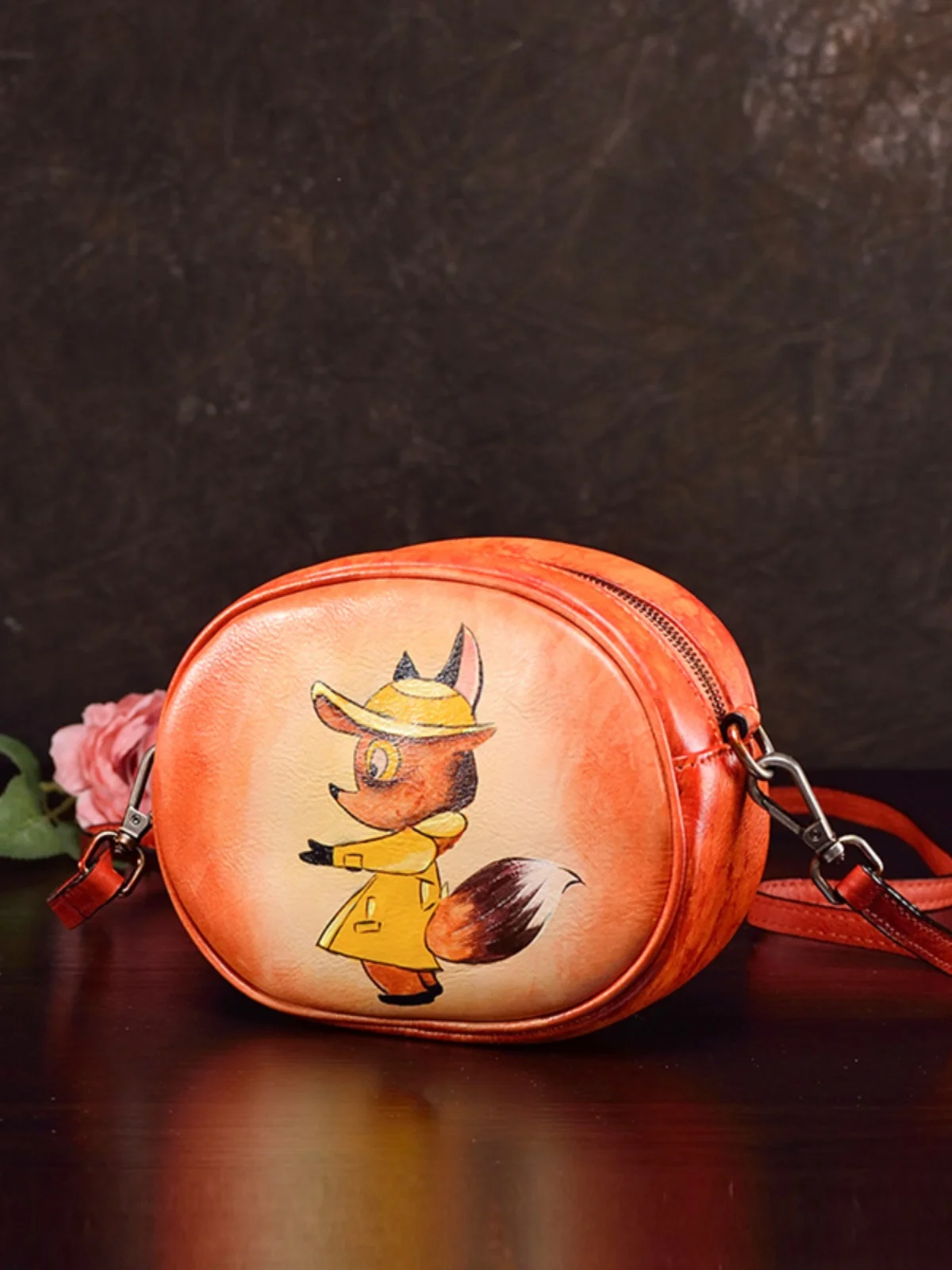 Leather Handmade Painted Women's Bag Exquisite And Compact, Versatile Crossbody