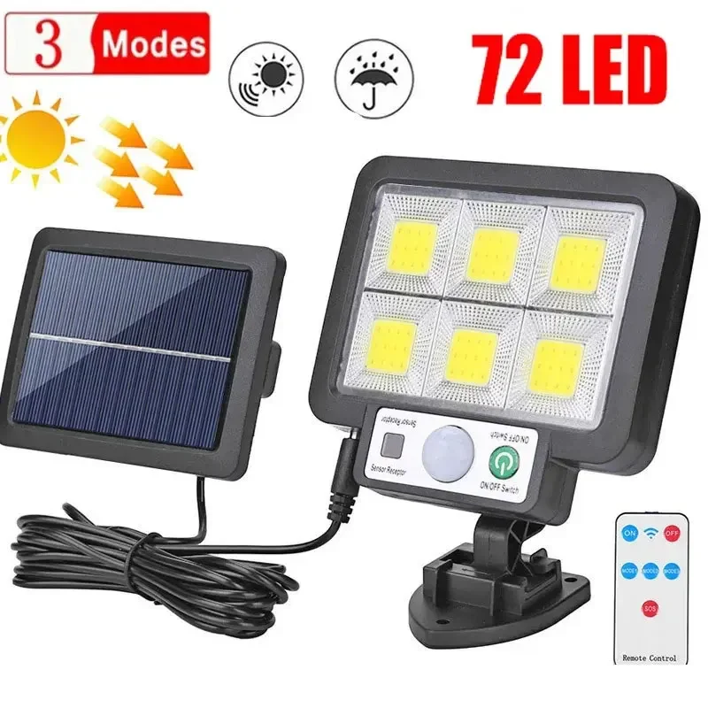LED Solar Split Wall Lamp Motion Sensor Sunlight Light 3 Mode Outdoor