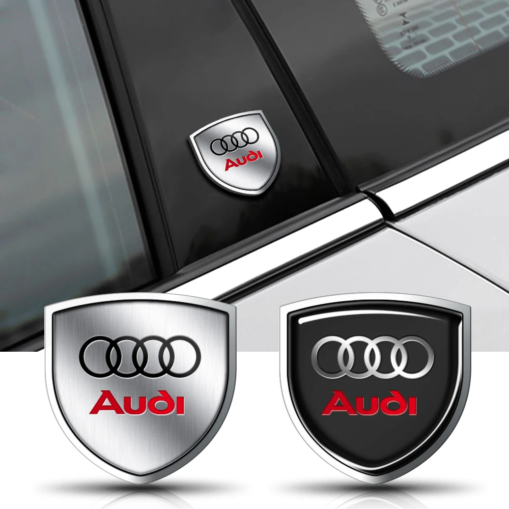 1/2pcs Metal Car Shield Logo Side Body Tail Trunk Sticker For Audi A3 A4 A5 A6
