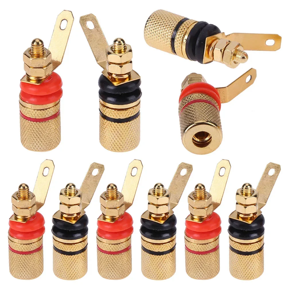 2-10pcs Gold Plated Amplifier Speaker Terminal Binding Post Banana Plug Socket