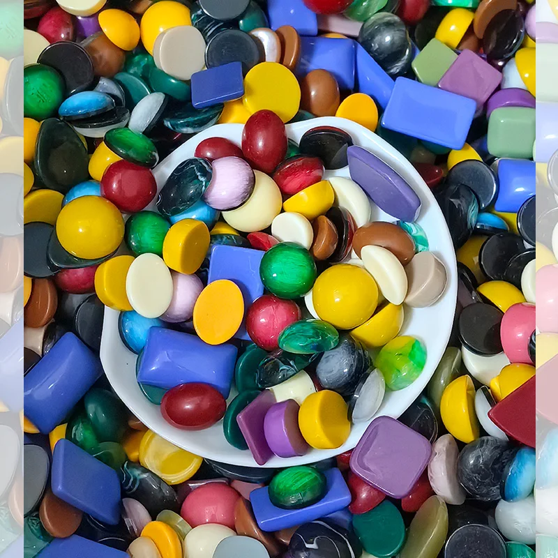 50/100/300pcs Irregular Round Flatback Cabochon Beads Bulk Random Ring Hairpin