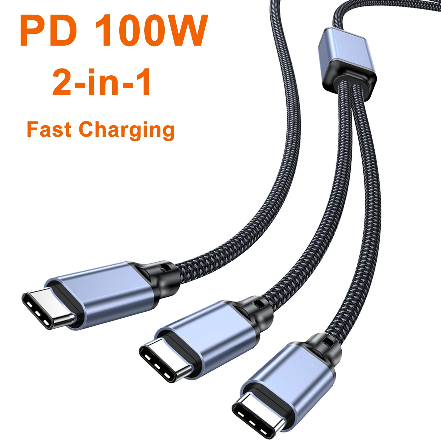 Pd 100w USB-c To USB-c Cable 2 In 1 USB-C Fast Charging Charger Suitable For