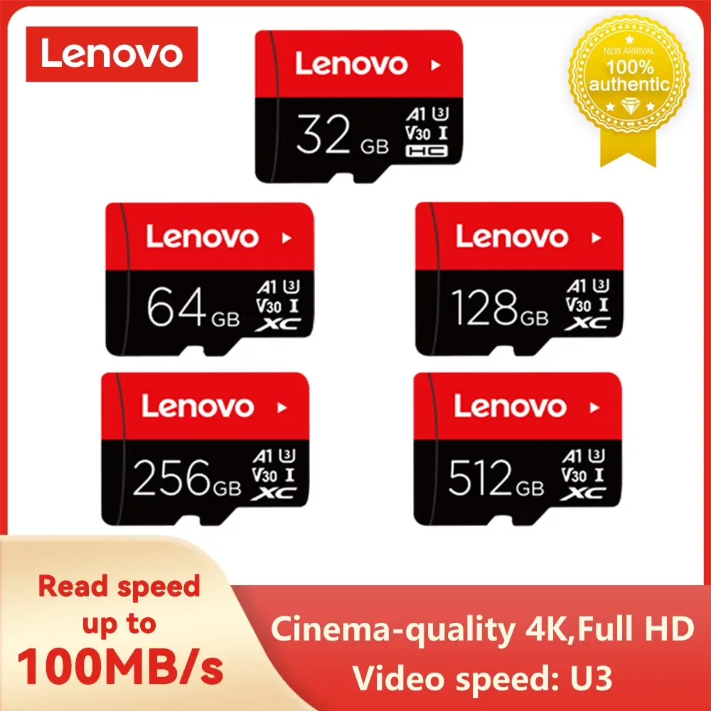Lenovo Memory Card 512gb 256gb 128gb 64gb 32gb U3 V30 4k Full HD Micro Tf Mini