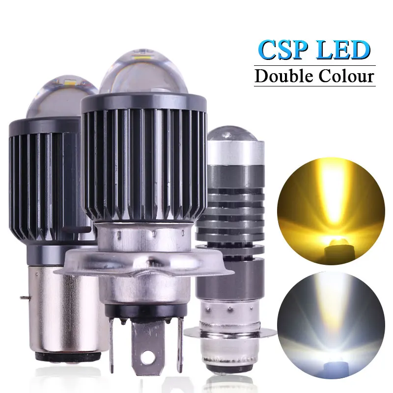 10000lm H4 LED Motorcycle Headlight H6 Ba20d P15d LED Csp Lens White Yellow Hi