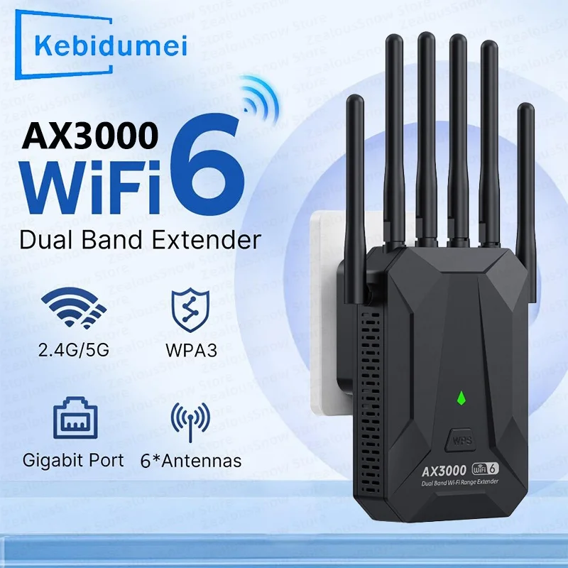 3000mbps WIFI 6 Repeater 2.4/5ghz Gigabit WIFI Booster Long Range Amplifier