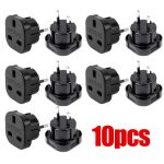 UK To EU Euro Europe European Travel Adaptor Plug 2 Pin Adapter---Black-10PCS