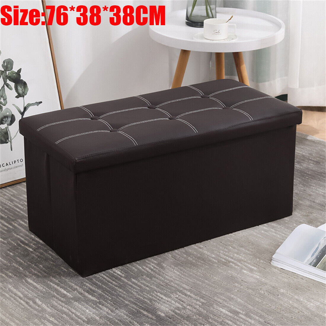 be88c646-2200-4494-ac73-d3e31f2a7968 Large Seater Folding Storage Ottoman Pouffe Bench Seat Blanket Toy Chest Box UK NEW - Image 1