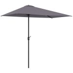 Balcony Half Parasol Semi Round Umbrella Patio Crank Handle (2.3 M, Grey)- NO BASE INCLUDED
