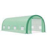 6 X 3(m) Polytunnel Greenhouse With Upgraded Structure, Mesh Door And Windows, 15 Plant Labels, Green