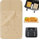 Nepfaivy Air Fryer Liners Disposable - 100Pcs Non-stick Rectangle Airfryer Liners Compatible With Ninja Air Fryer Dual 9.5L, Unbleached Perforated Parchment Papers For AF300UK AF400UK 8.26X5.5inch